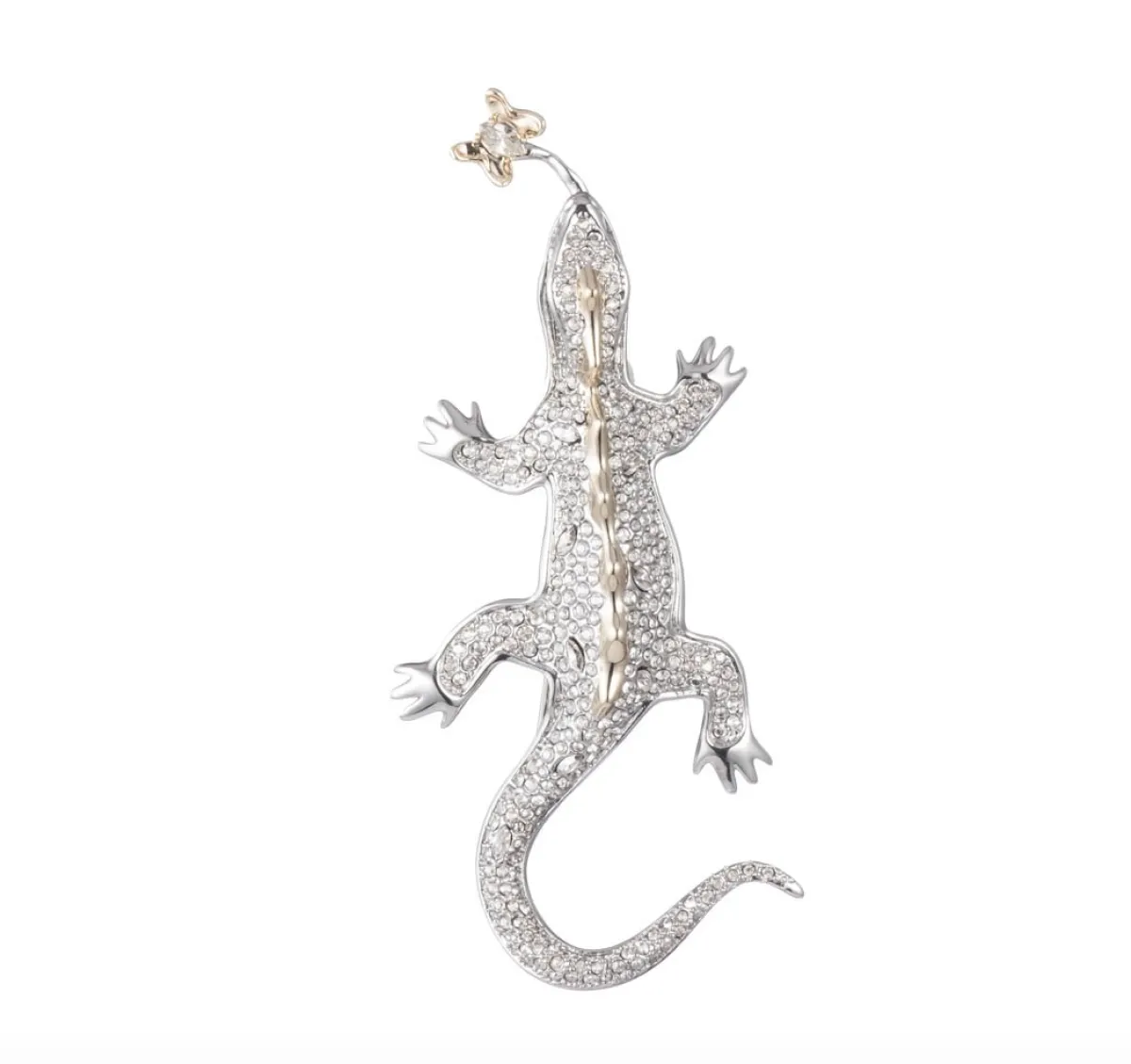 Tomfoolery Crystal Encrusted Lizard Brooch Pin Clearance