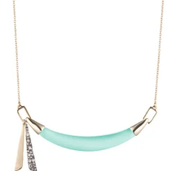 Tomfoolery Crystal Encrusted Tassel Crescent Necklace Discount