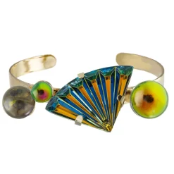 Tomfoolery Crystal Fan & Bubble Cuff Bracelet Clearance