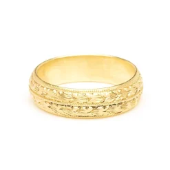 Tomfoolery 18ct Gold Hand Engraved Ring Wide Best