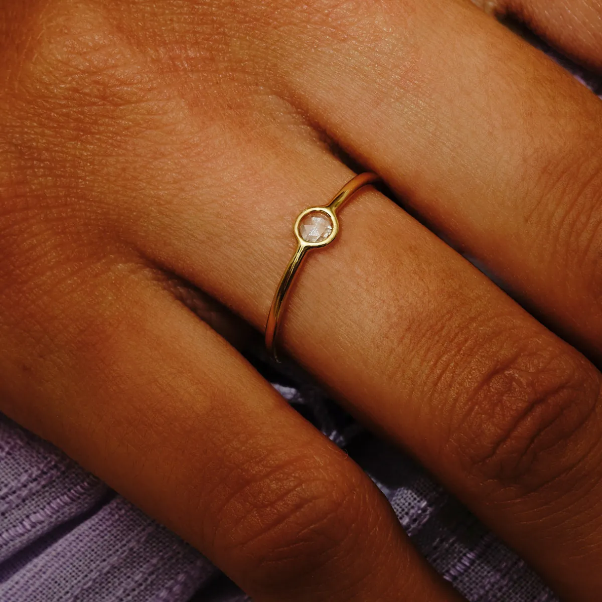 Tomfoolery 18ct Gold Single Round Rose Cut Diamond Ring Outlet