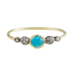 Tomfoolery 24ct Gold-Plated Silver, Turquoise & Diamond Gwen Ring(Out of Stock) Outlet