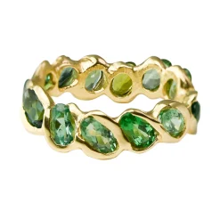 Tomfoolery 2.7ct Green Tourmaline Pluma Eternity Band in 18ct Yellow Gold Discount