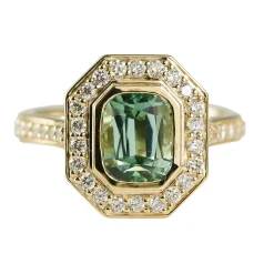 Tomfoolery 3.37ct Mint Tourmaline and Diamond Halo Ring Best