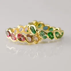 Tomfoolery 3ct Pink Tourmaline Pluma Eternity Band in 18ct Yellow Gold Clearance