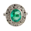 Tomfoolery 18ct White Gold Emerald Double Mottled Halo Diamond Ring Fashion