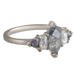 Tomfoolery 18ct White Gold Hex Five Diamond Ring Clearance