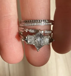 Tomfoolery 18ct White Gold Hex Five Diamond Ring Clearance