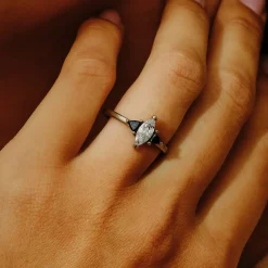 Tomfoolery 18ct White Gold Marquise & Trillion Trio Ring Sale