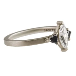 Tomfoolery 18ct White Gold Marquise & Trillion Trio Ring Sale