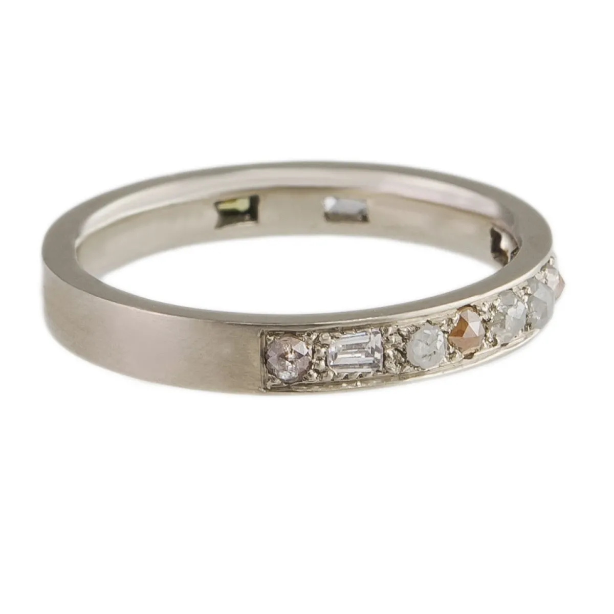 Tomfoolery 18ct White Gold Mixed Cut Puzzle Diamond Eternity Ring Fashion
