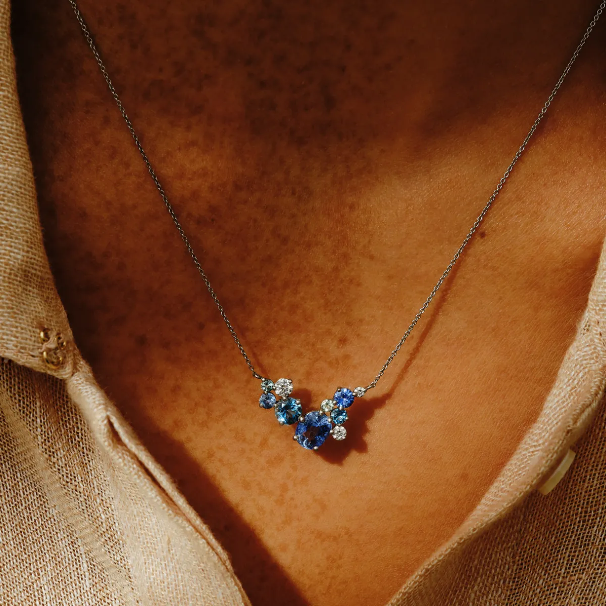 Tomfoolery 18ct White Gold Ocean Horizon Necklace Sale