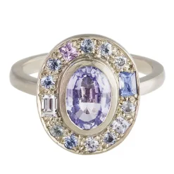 Tomfoolery 18ct White Gold Puzzle Ice Oval Sapphire Ring Clearance