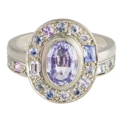 Tomfoolery 18ct White Gold Puzzle Ice Oval Sapphire Ring Clearance