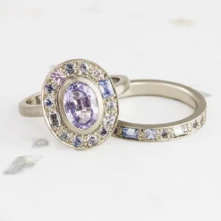 Tomfoolery 18ct White Gold Puzzle Ice Oval Sapphire Ring Clearance