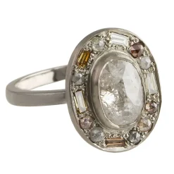 Tomfoolery 18ct White Gold Puzzle Oval Rose Cut Diamond Ring Online