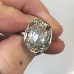 Tomfoolery 18ct White Gold Puzzle Oval Rose Cut Diamond Ring Online