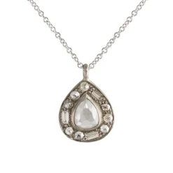 Tomfoolery 18ct White Gold Puzzle Pear Cut Grey Diamond Pendant Clearance