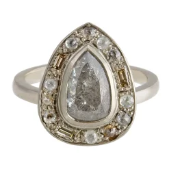 Tomfoolery 18ct White Gold Puzzle Pear Cut Grey Diamond Ring Sale