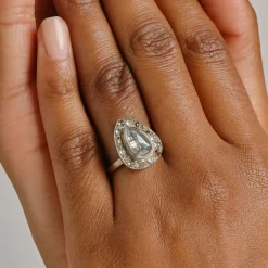Tomfoolery 18ct White Gold Puzzle Pear Cut Grey Diamond Ring Sale