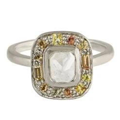 Tomfoolery 18ct White Gold Puzzle Rose Cut Grey Diamond Sunshine Ring Best