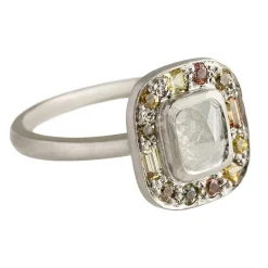 Tomfoolery 18ct White Gold Puzzle Rose Cut Grey Diamond Sunshine Ring Best