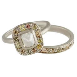 Tomfoolery 18ct White Gold Puzzle Rose Cut Grey Diamond Sunshine Ring Best