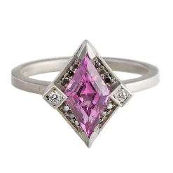 Tomfoolery 18ct White Gold Rhombus Magenta Garnet & Diamond Ring Online