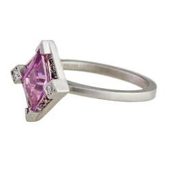 Tomfoolery 18ct White Gold Rhombus Magenta Garnet & Diamond Ring Online