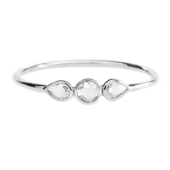 Tomfoolery 18ct White Gold Round & Pear Three Stone Rose Cut Diamond Ring Online