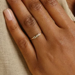 Tomfoolery 18ct White Gold Round & Pear Three Stone Rose Cut Diamond Ring Online