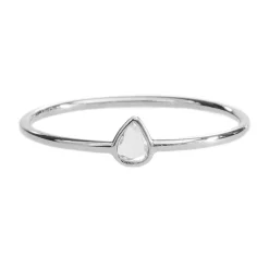 Tomfoolery 18ct White Gold Single Pear Rose Cut Diamond Ring Outlet
