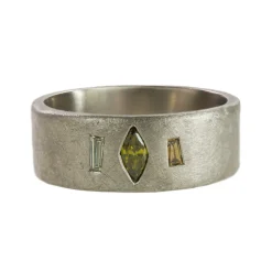 Tomfoolery 18ct White Muse Multi Diamond Flat Wide Ring Clearance