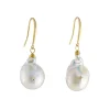 Tomfoolery 18ct Yellow Gold & Diamond Set Pearl Drop Earrings New