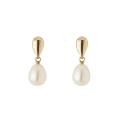 Tomfoolery 9ct Yellow Gold & Pearl Drop Earrings Clearance