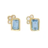 Tomfoolery 18ct Yellow Gold, Aquamarine & Diamond Cluster Studs Online