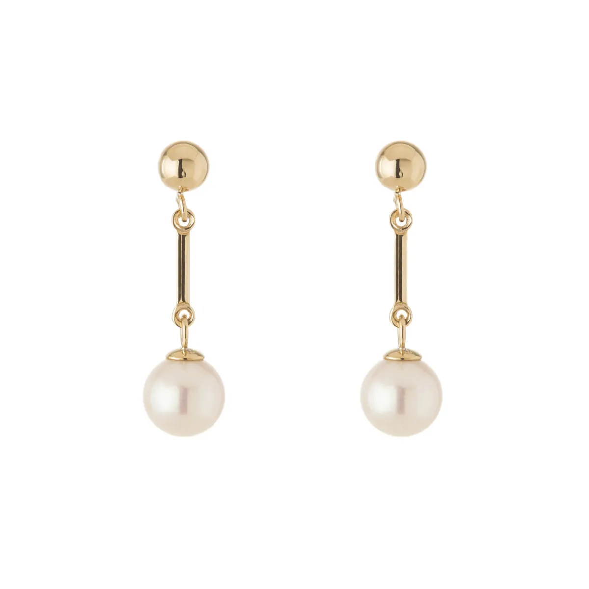 Tomfoolery 9ct Yellow Gold Ball & Pearl Drop Earrings Discount