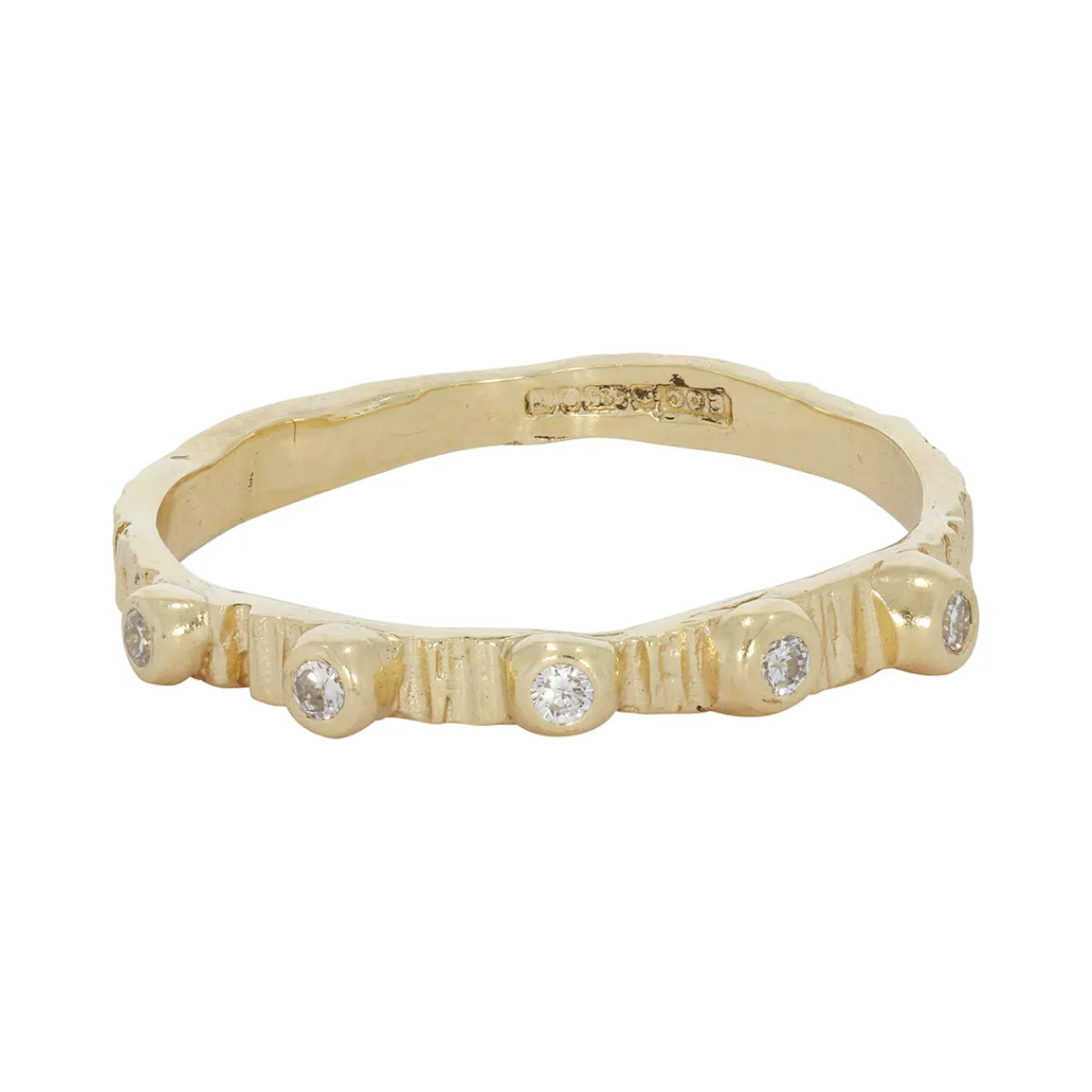 Tomfoolery 14ct Yellow Gold Bark Rain Drops Band Online