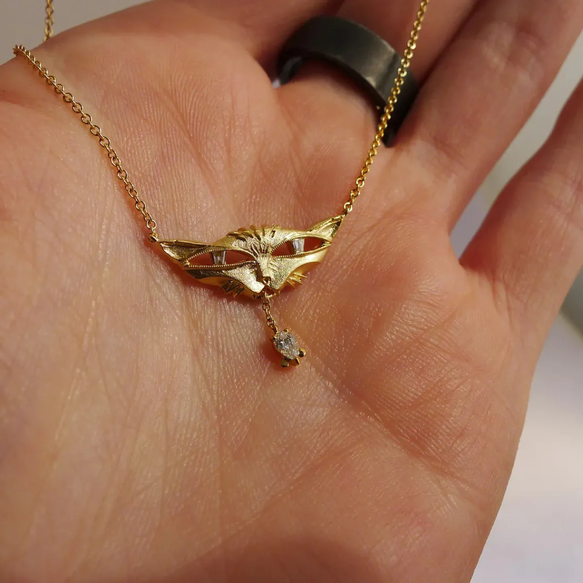 Tomfoolery 14ct Yellow Gold Bastet Cat Pendant White Diamond Online