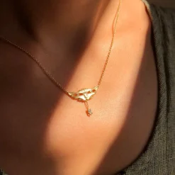 Tomfoolery 14ct Yellow Gold Bastet Cat Pendant White Diamond Online