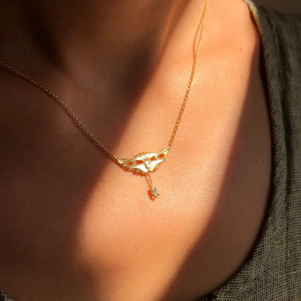 Tomfoolery 14ct Yellow Gold Bastet Cat Pendant White Diamond Online