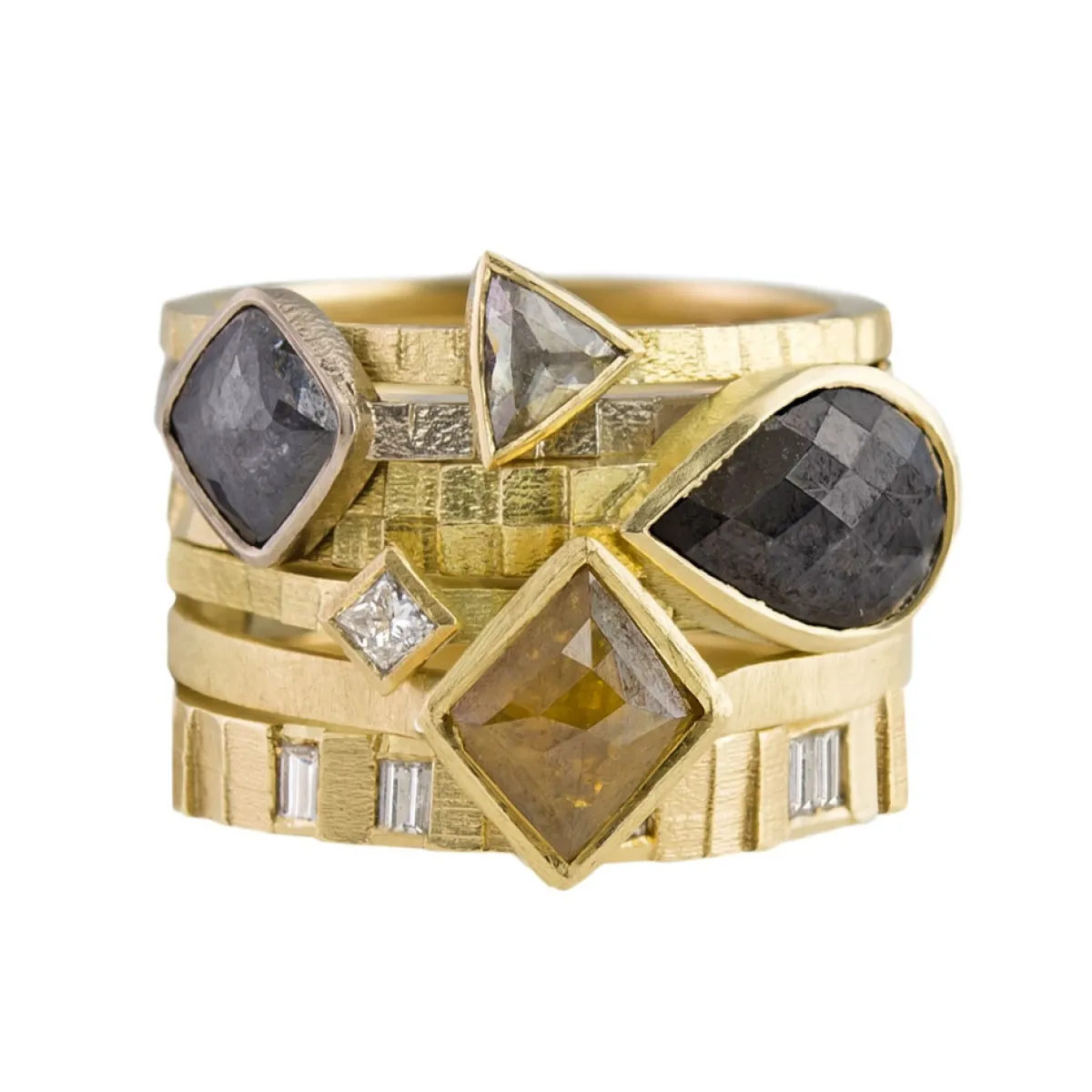 Tomfoolery 18ct Yellow Gold Deco Random Eternity Band Fashion