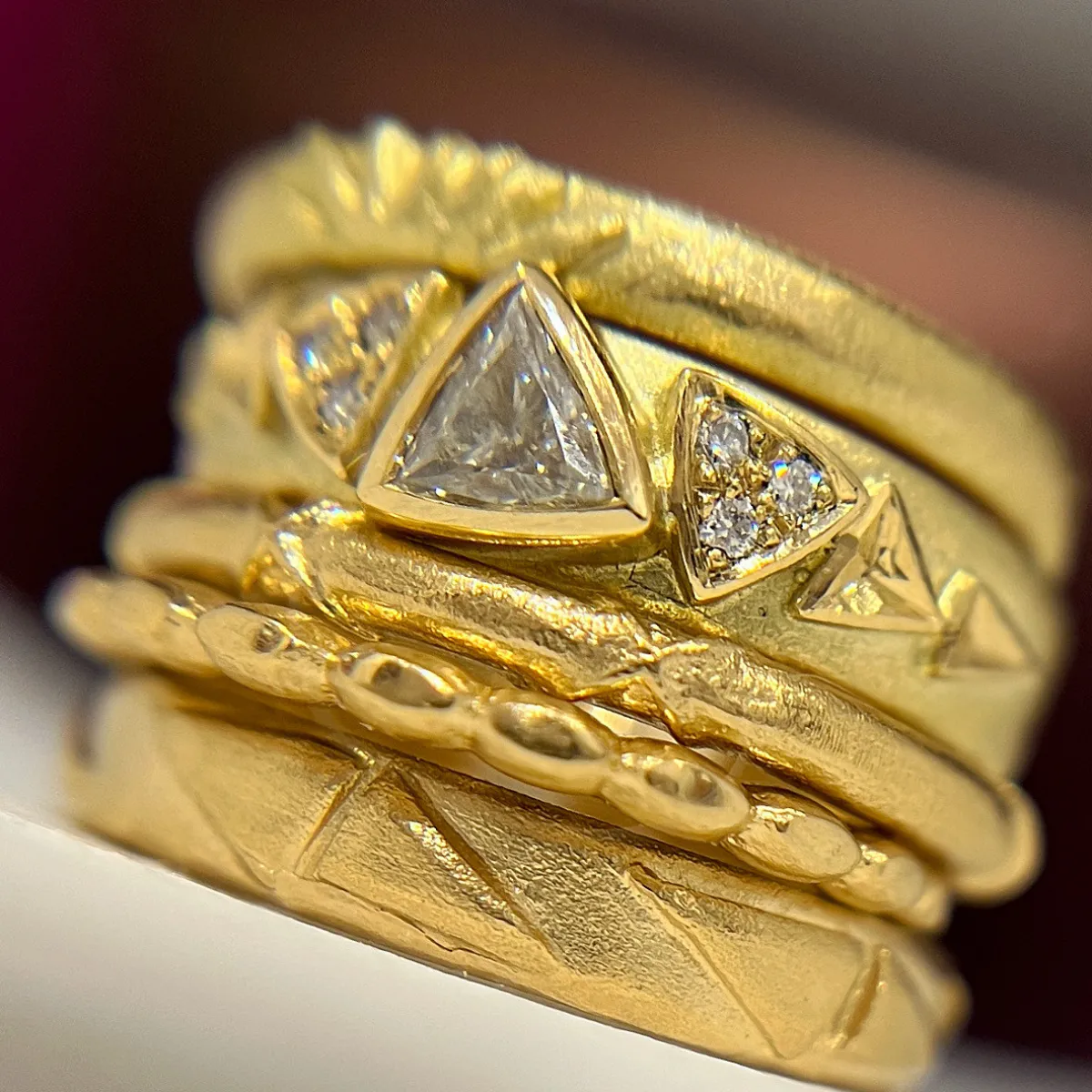Tomfoolery 9ct Yellow Gold Engraved Triangle Band Online