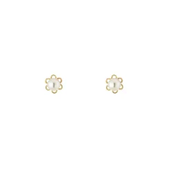Tomfoolery 9ct Yellow Gold Flower Pearl Studs Outlet