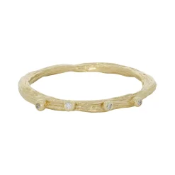 Tomfoolery 14ct Yellow Gold Forest Floor Rain Drops Band Hot
