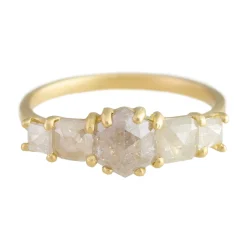 Tomfoolery 18ct Yellow Gold Hexagon Five Diamond Ring Sale