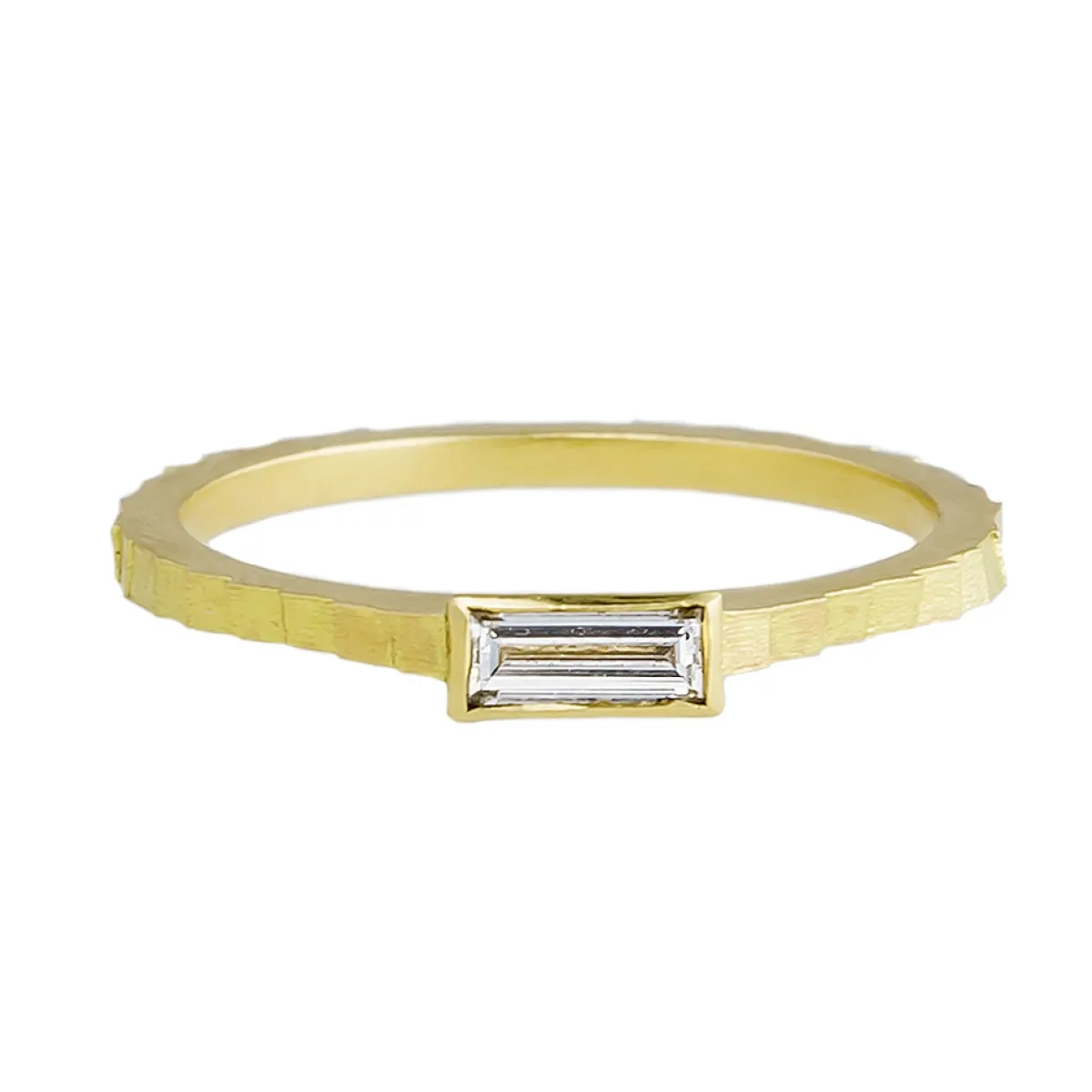 Tomfoolery 18ct Yellow Gold Horizontal Baguette Diamond Ring Discount