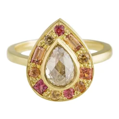 Tomfoolery 18ct Yellow Gold Puzzle Fire Sapphire & Diamond Ring Clearance