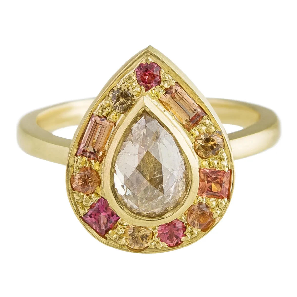 Tomfoolery 18ct Yellow Gold Puzzle Fire Sapphire & Diamond Ring Clearance