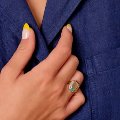 Tomfoolery 9ct Yellow Gold Rainbow Grande Octagon Ring Outlet